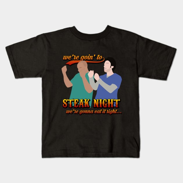 Steak Night Kids T-Shirt by Edenave